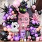 95PCS Halloween Balloon Garland Arch Kit – Pink Black Purple Balloons with Bat, Ghost Mylar Foil & Explosion Star Balloons for Halloween Party, Birthday & Baby Shower Decorations